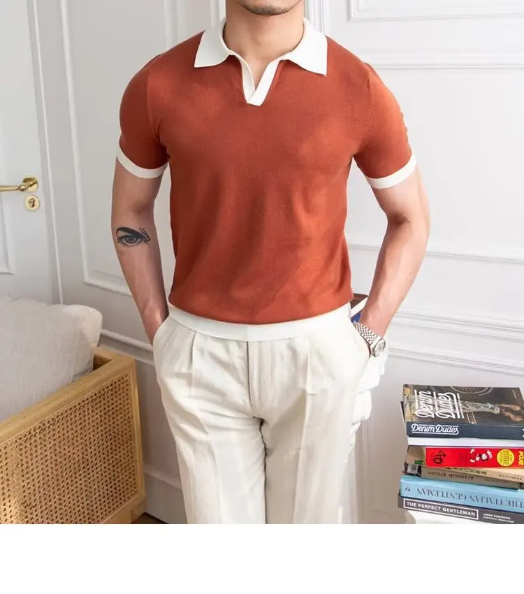 👑 KING POLO KNIT — POLO TRICOT COL REVERS CASUAL LUXE SIGNATURE