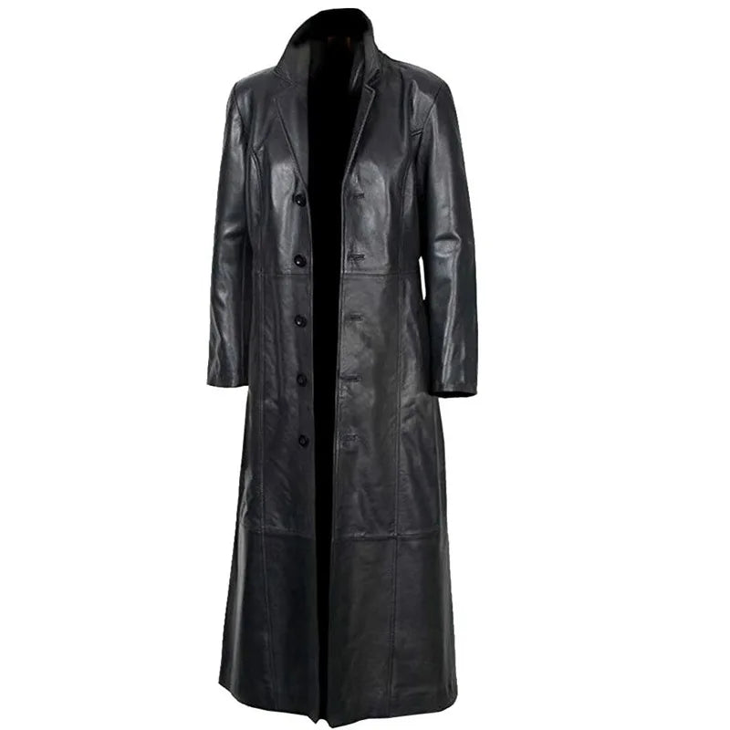 👑 KING LEATHER TRENCH — TRENCH COAT HOMME EN PU CUIR PREMIUM