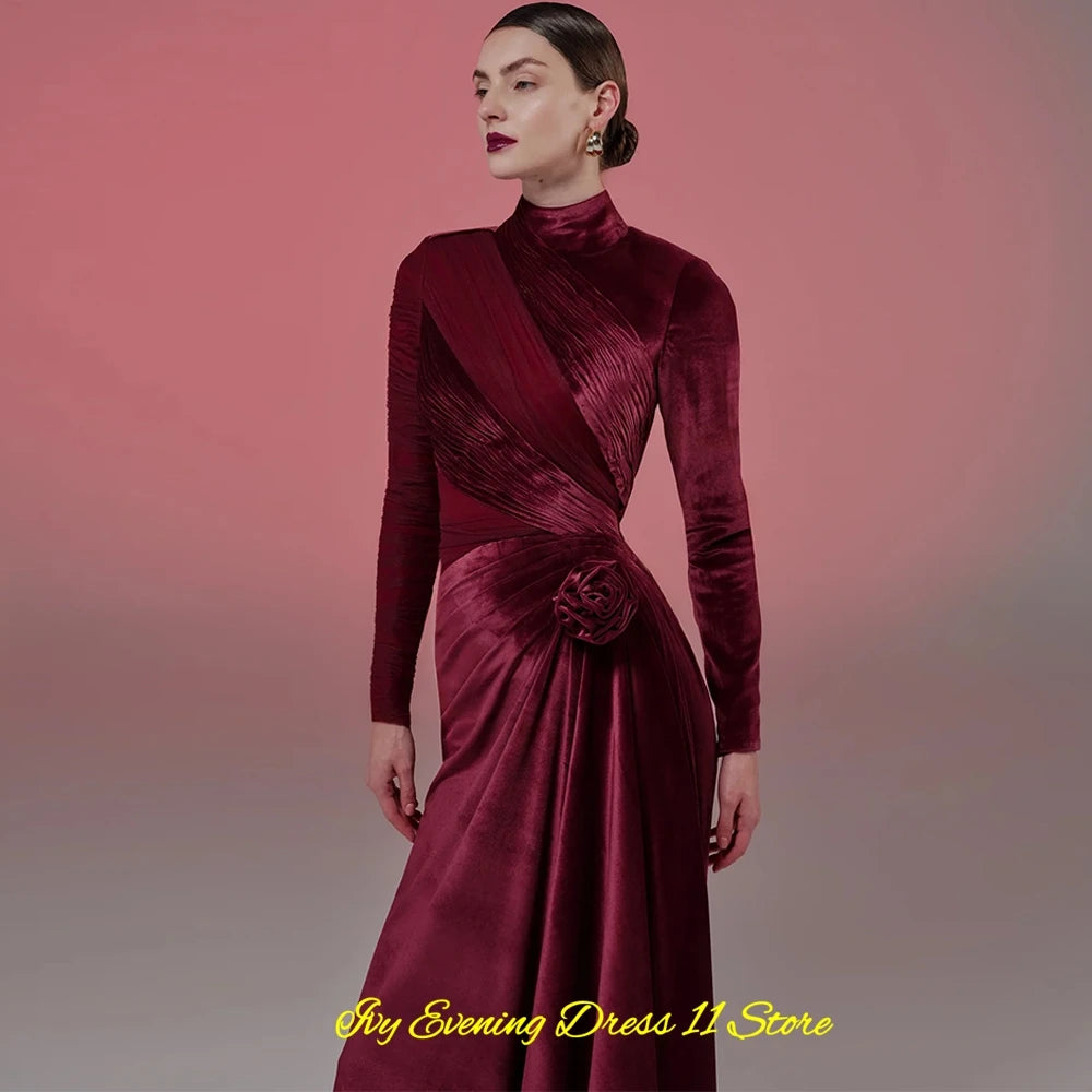 👑 QUEEN VELOURS FLEURS — ROBE LONGUE SOIRÉE SUR MESURE RUNWAY EDITION