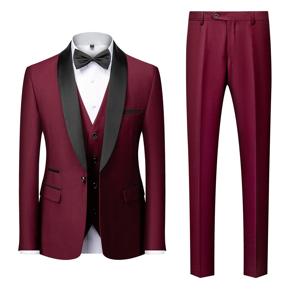 👑 KING TUXEDO SUIT — COSTUME 3 PIÈCES BLAZER, GILET & PANTALON CÉRÉMONIE