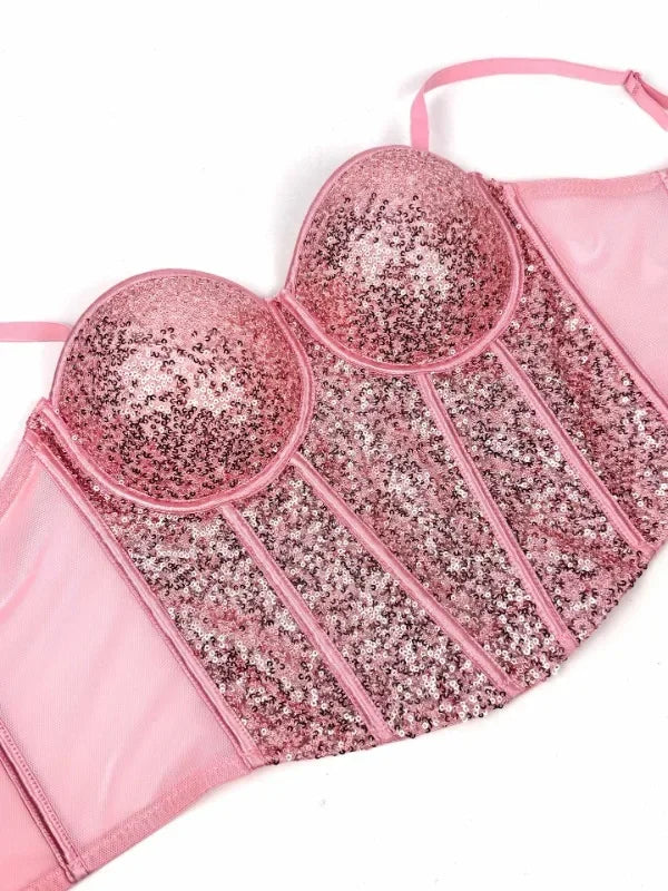 👑 Queen Corset Sequins – Top Scène & Soirée