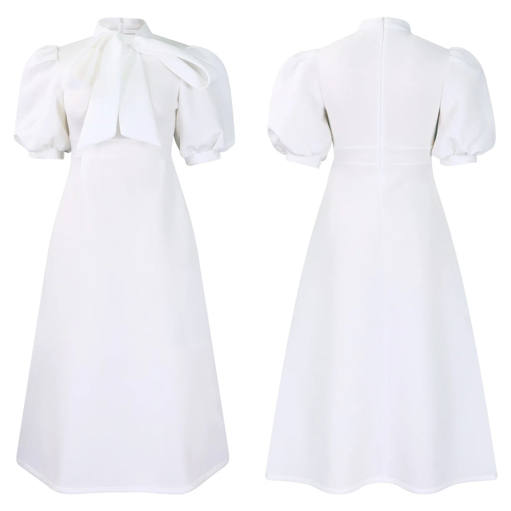 👑 QUEEN BOW — ROBE PLISSÉE À NŒUD SIGNATURE