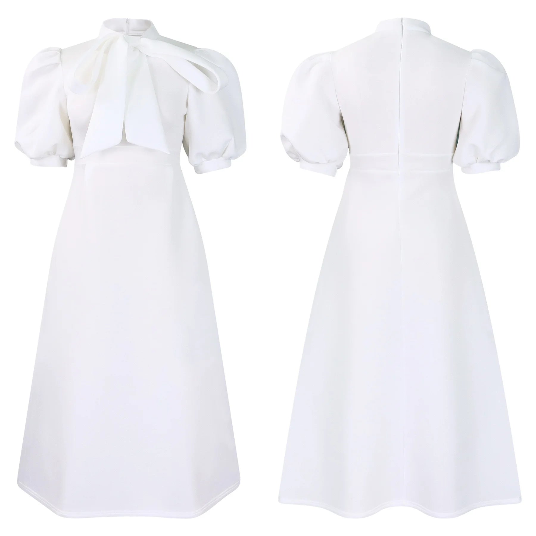 👑 QUEEN BOW — ROBE PLISSÉE À NŒUD SIGNATURE