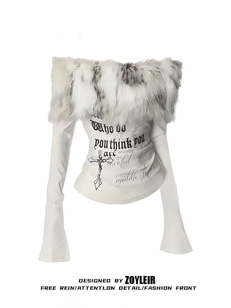 👑 QUEEN FUR GRAPHIC TOP  Y2K PARIS EDITION