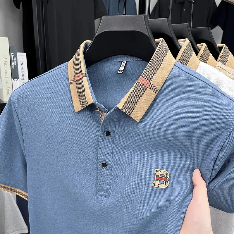 👑 KING POLO SIGNATURE — POLO COTON-SOIE MANCHES COURTES LOGO LUXE ÉTÉ