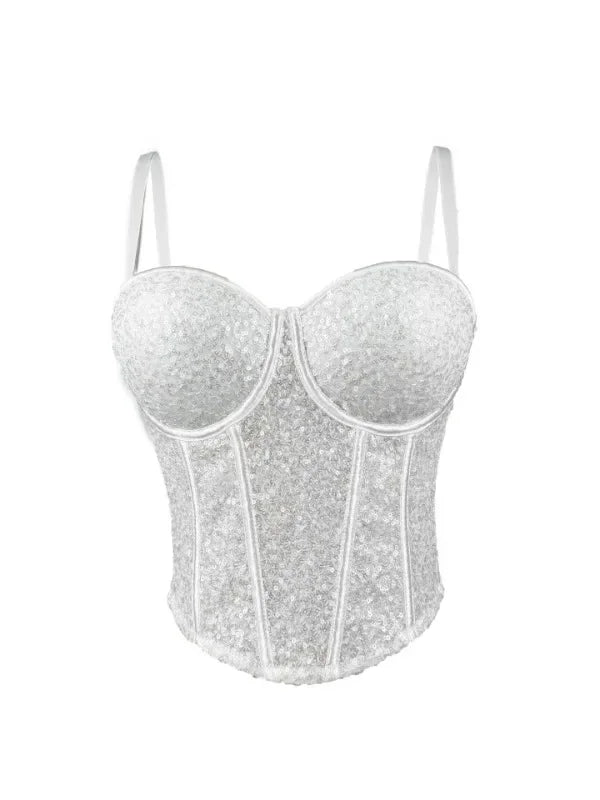 👑 Queen Corset Sequins – Top Scène & Soirée