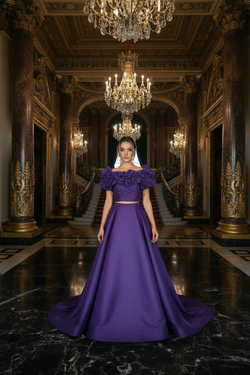👑 QUEEN PRESTIGE — ROBE SATIN COL CARRÉ LONGUE