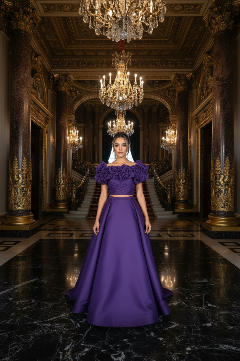 👑 QUEEN PRESTIGE — ROBE SATIN COL CARRÉ LONGUE