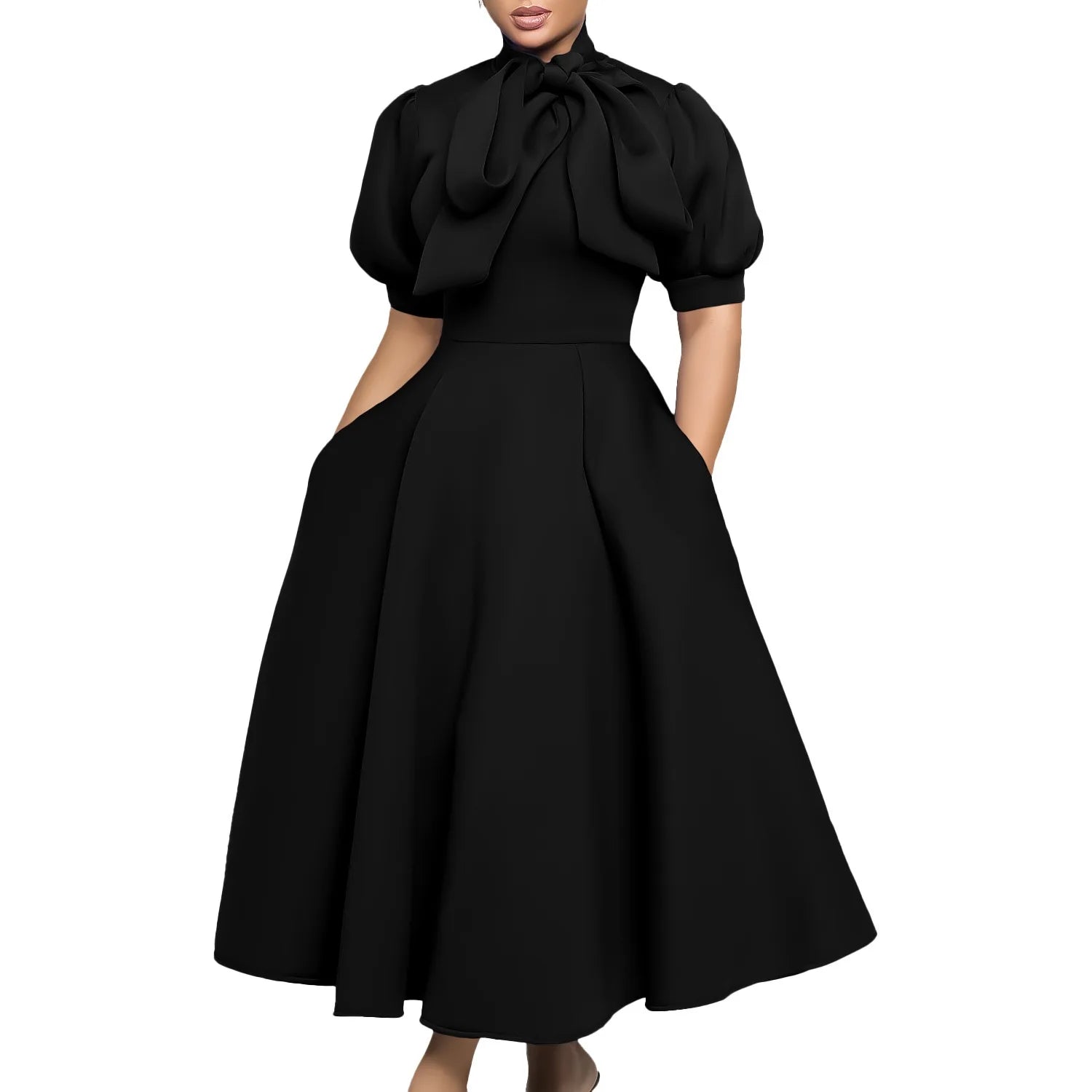👑 QUEEN BOW — ROBE PLISSÉE À NŒUD SIGNATURE