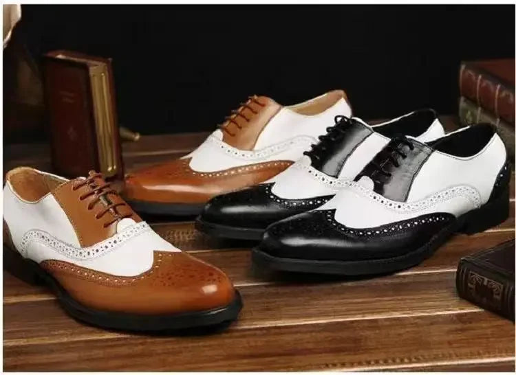 👑 ROYAL BROGUE OXFORD — CHAUSSURES HOMME CUIR BOUT POINTU ÉLÉGANTES