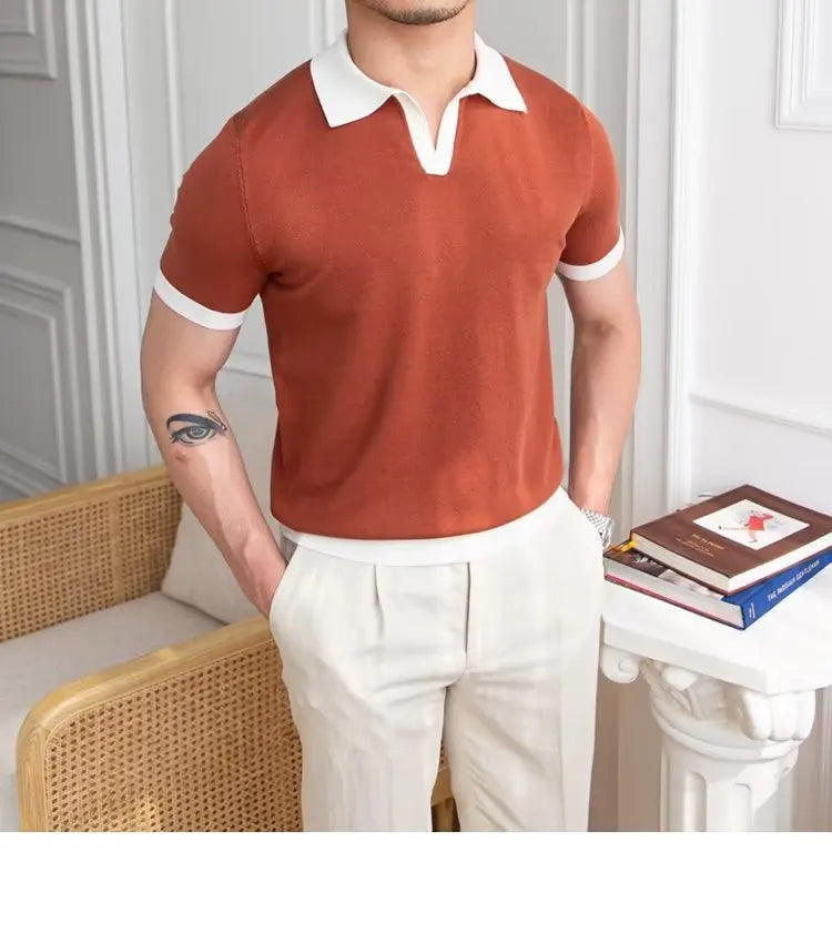👑 KING POLO KNIT — POLO TRICOT COL REVERS CASUAL LUXE SIGNATURE