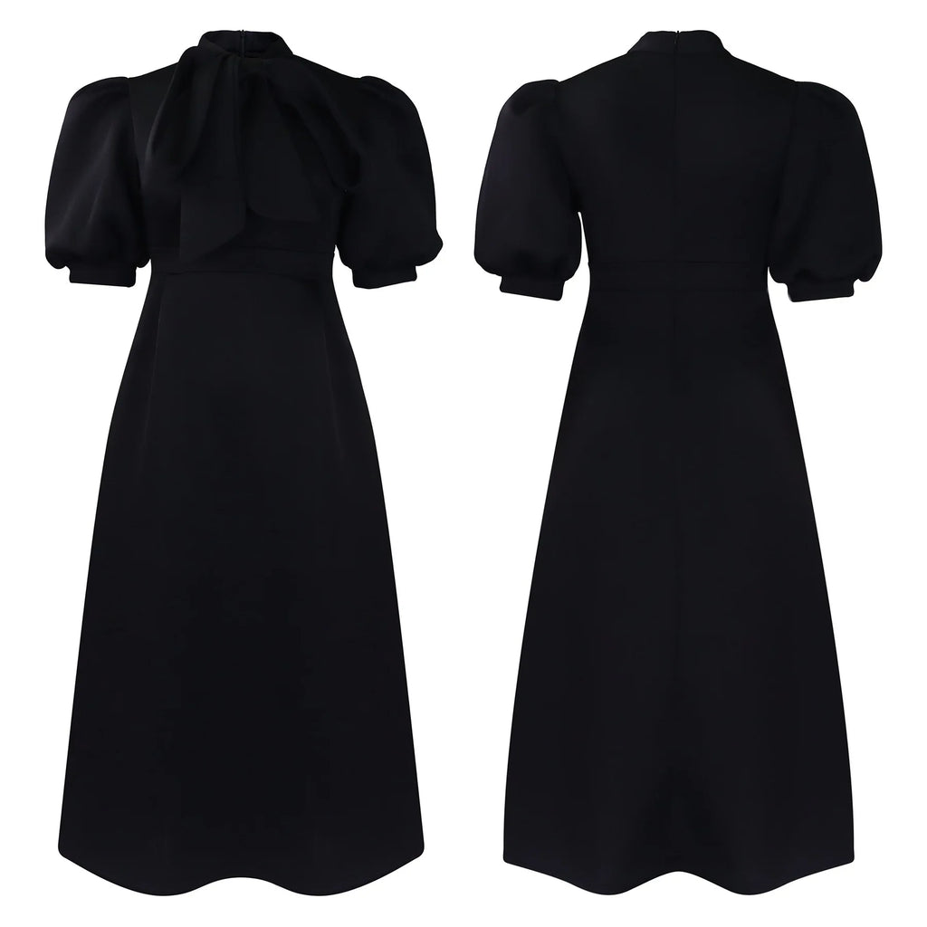 👑 QUEEN BOW — ROBE PLISSÉE À NŒUD SIGNATURE