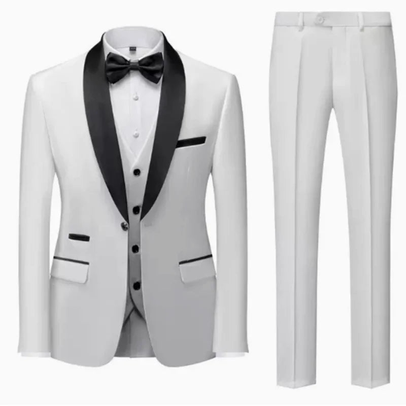 👑 KING TUXEDO SUIT — COSTUME 3 PIÈCES BLAZER, GILET & PANTALON CÉRÉMONIE