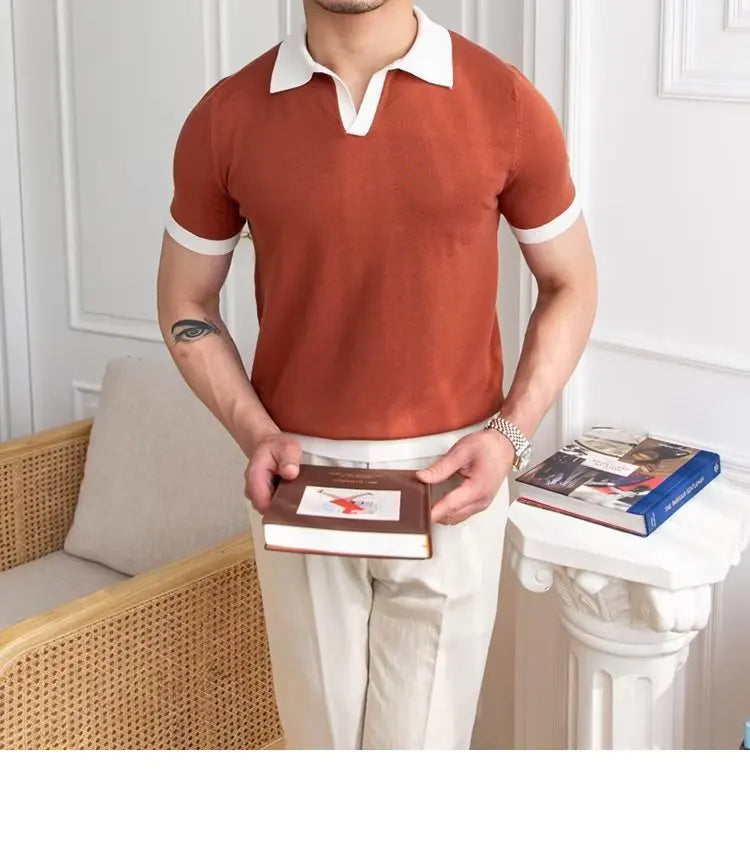 👑 KING POLO KNIT — POLO TRICOT COL REVERS CASUAL LUXE SIGNATURE