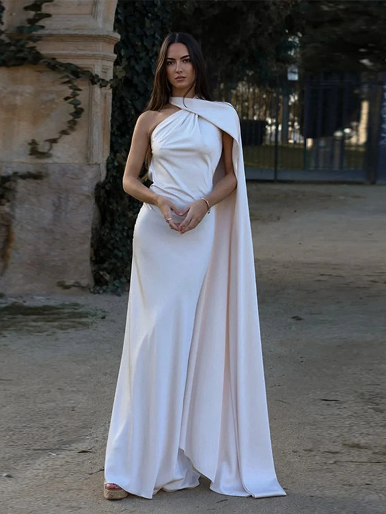 👑 QUEEN SATIN RIBBON — ROBE LONGUE COL DIAGONAL & DOS NU SIGNATURE