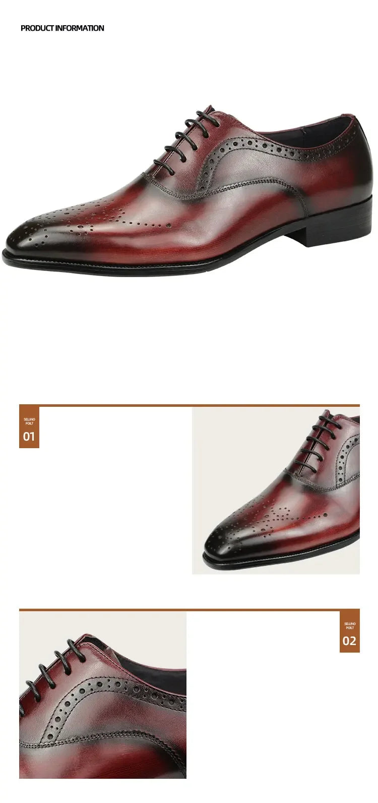 👑 King Brogue Signature – Noir & Bordeaux