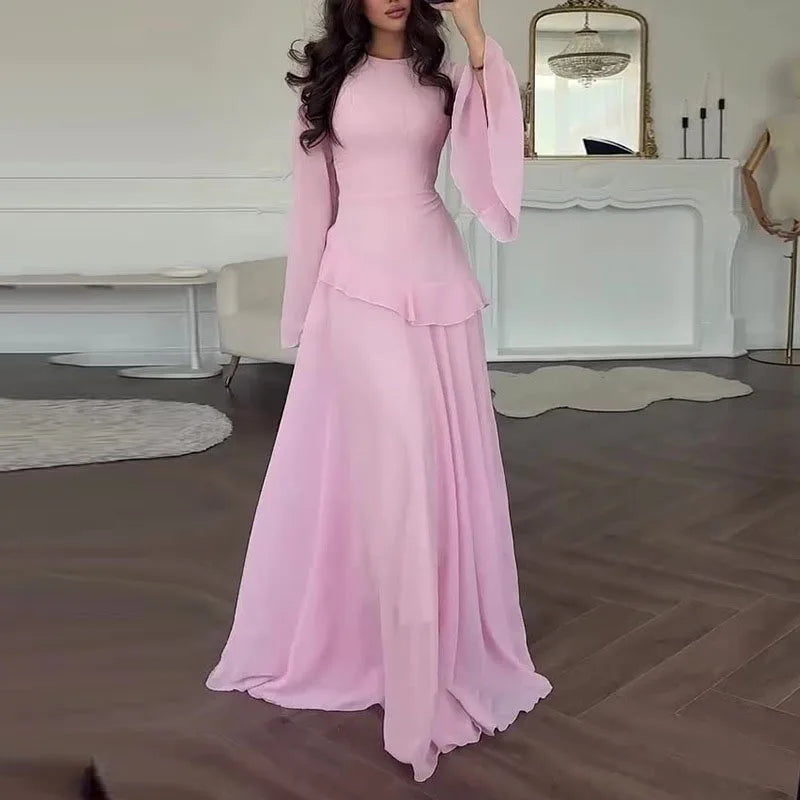 👑 QUEEN FLARE — ROBE PISTE COL ROND & MANCHES ÉVASÉES