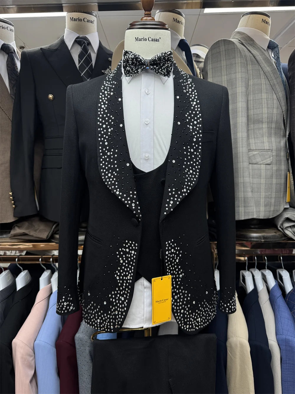 👑 KING BEADED CEREMONY SUIT — COSTUME 3 PIÈCES PERLÉ MARIAGE HOMME