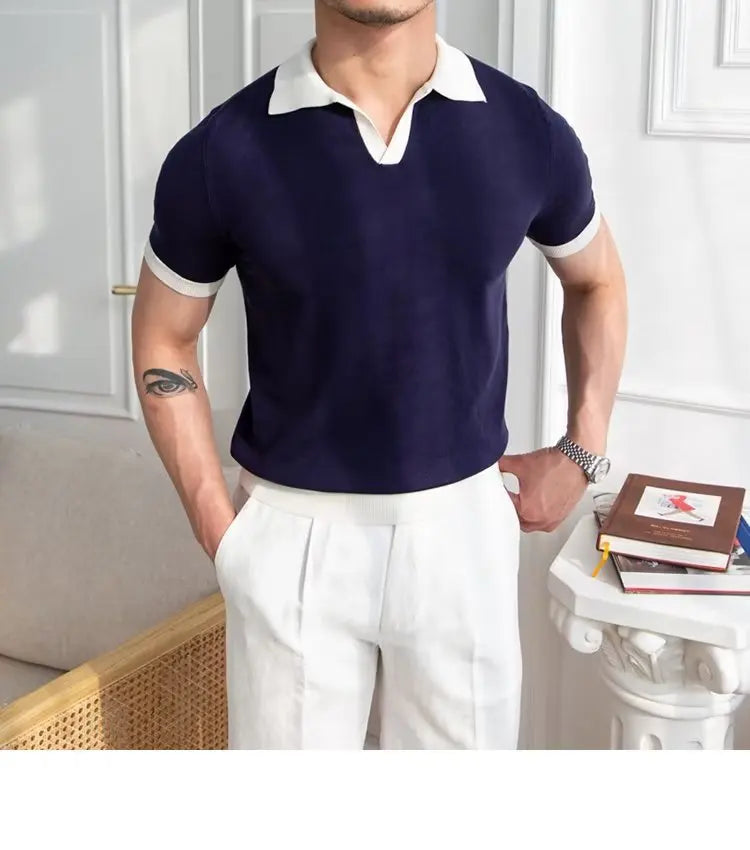 👑 KING POLO KNIT — POLO TRICOT COL REVERS CASUAL LUXE SIGNATURE