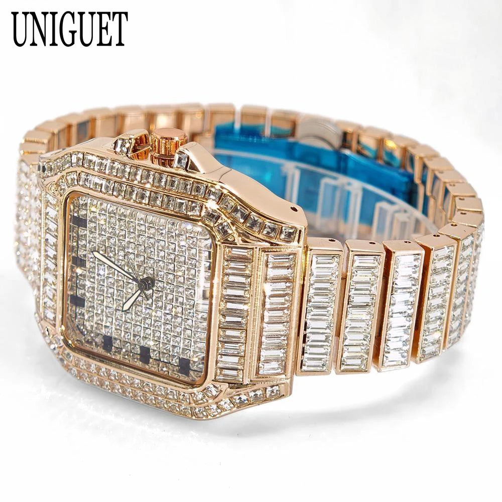 👑 Royal Montre Diamants – Quartz Hip Hop Luxe