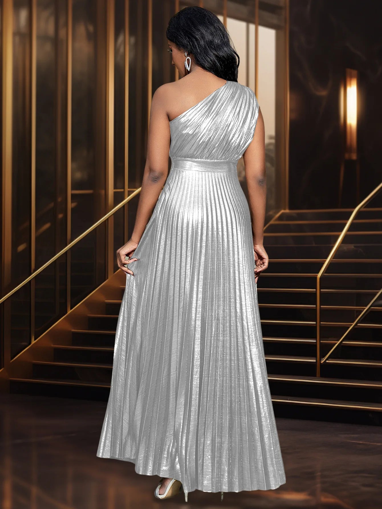 👑 QUEEN SILHOUETTE — ROBE LONGUE ASYMÉTRIQUE DOS NU COUTURE