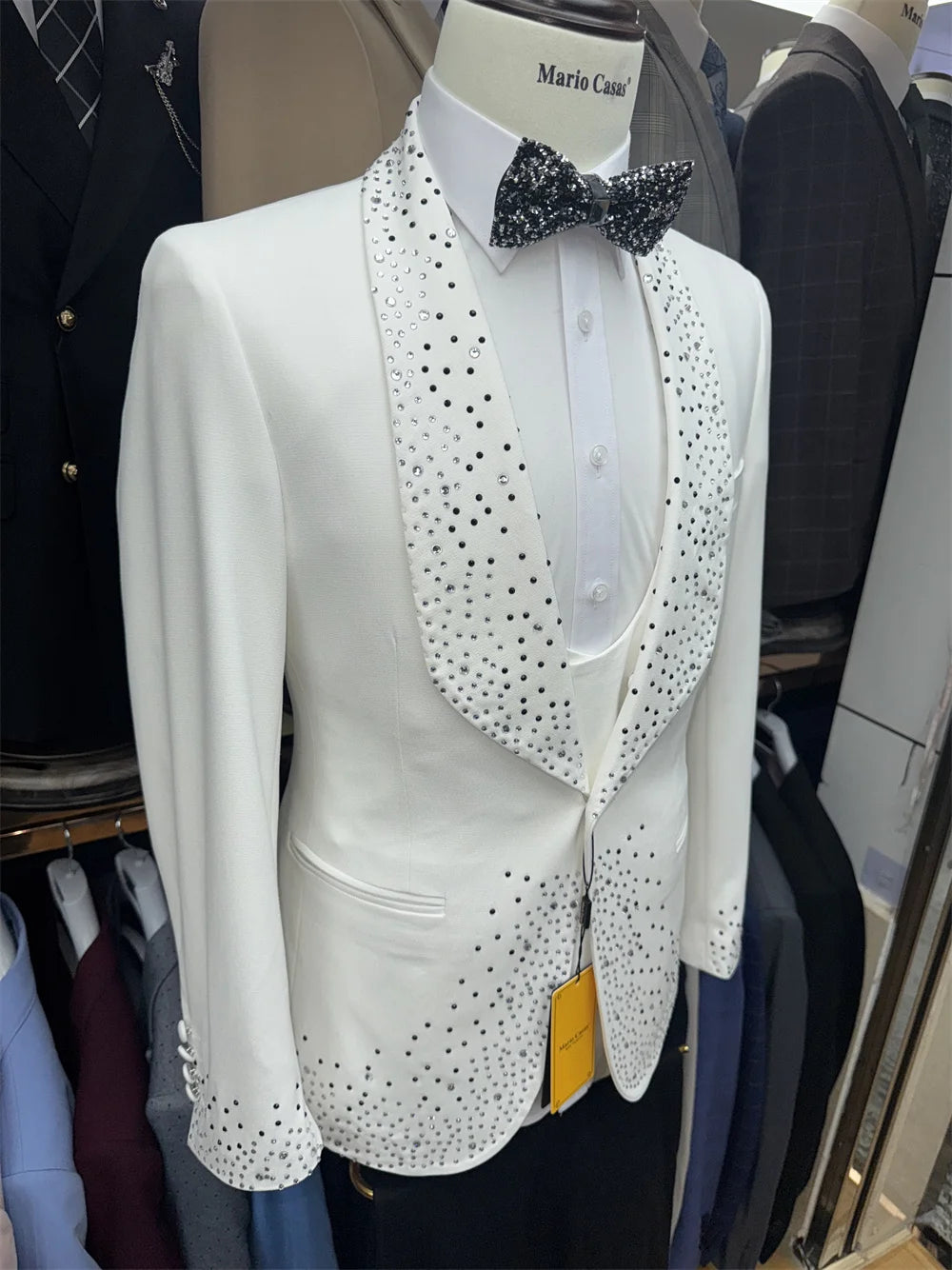 👑 KING BEADED CEREMONY SUIT — COSTUME 3 PIÈCES PERLÉ MARIAGE HOMME