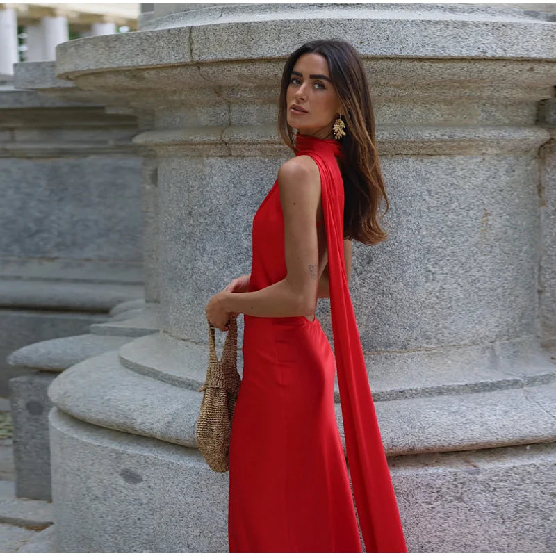 👑 QUEEN SATIN RIBBON — ROBE LONGUE COL DIAGONAL & DOS NU SIGNATURE
