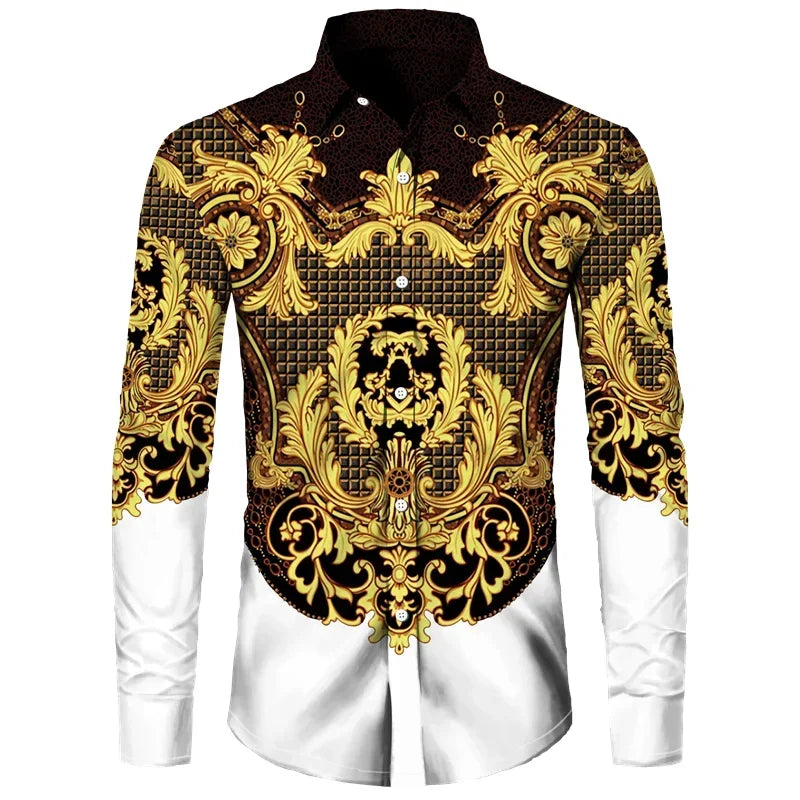 👑 King Chemise Paisley Or – Soie & Prestige