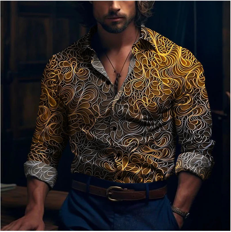 👑 King Chemise Paisley Or – Soie & Prestige