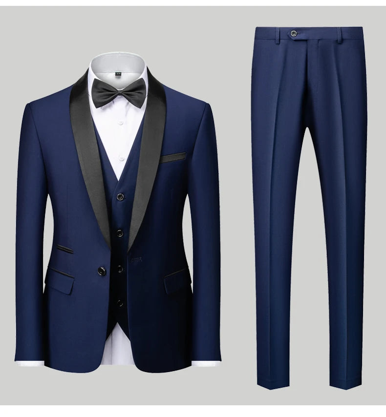 👑 KING TUXEDO SUIT — COSTUME 3 PIÈCES BLAZER, GILET & PANTALON CÉRÉMONIE