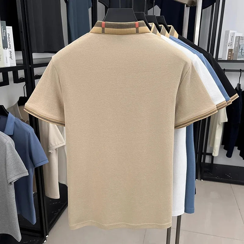👑 KING POLO SIGNATURE — POLO COTON-SOIE MANCHES COURTES LOGO LUXE ÉTÉ