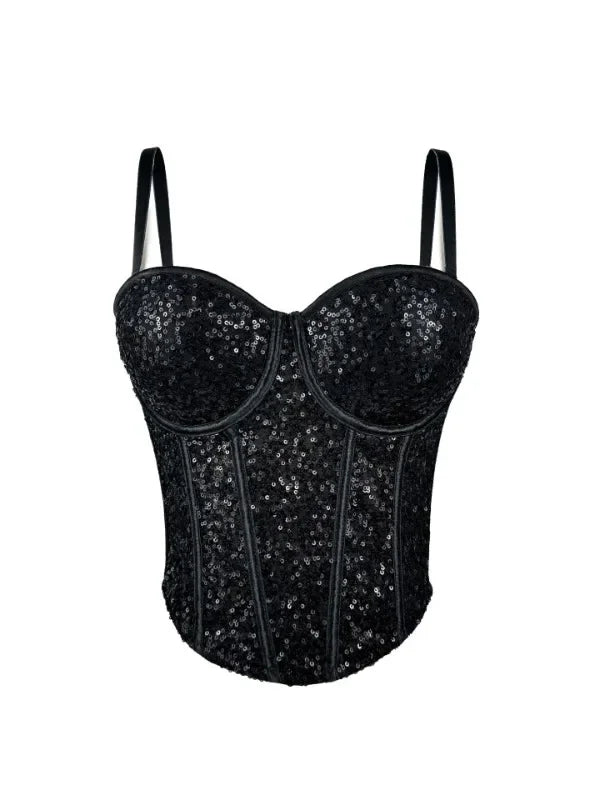 👑 Queen Corset Sequins – Top Scène & Soirée