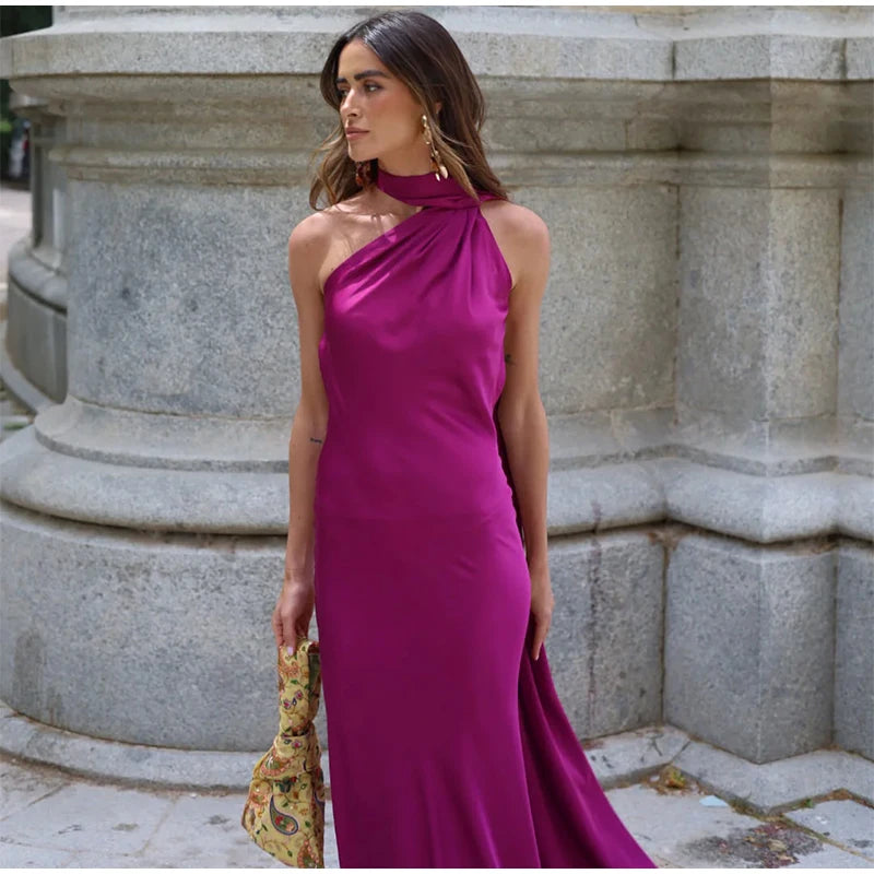 👑 QUEEN SATIN RIBBON — ROBE LONGUE COL DIAGONAL & DOS NU SIGNATURE