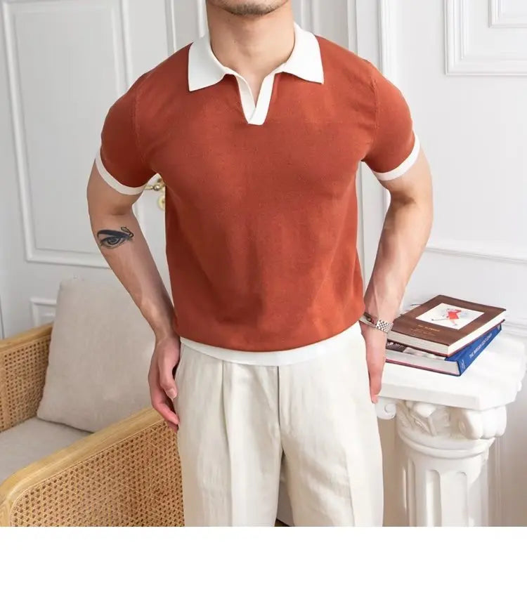 👑 KING POLO KNIT — POLO TRICOT COL REVERS CASUAL LUXE SIGNATURE