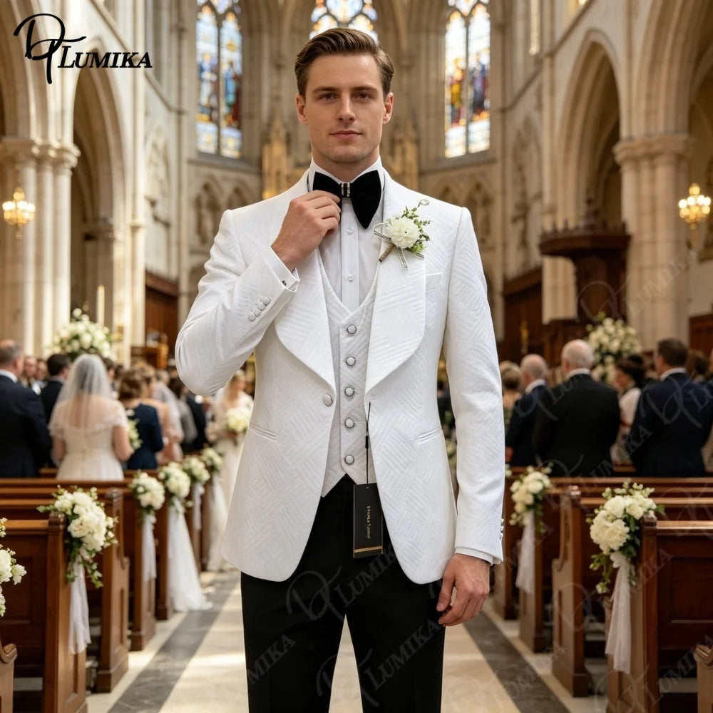 👑 KING JACQUARD TUXEDO — IVORY PRESTIGE EDITION