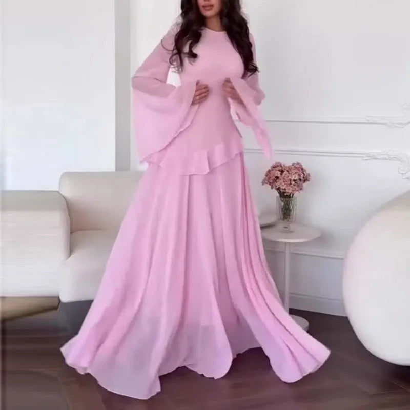 👑 QUEEN FLARE — ROBE PISTE COL ROND & MANCHES ÉVASÉES