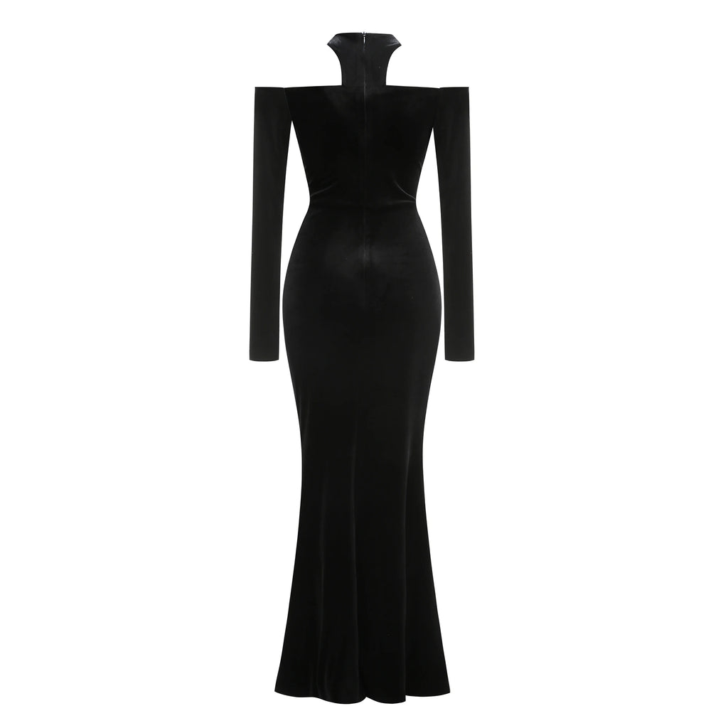 👑 QUEEN VELVET MERMAID — ROBE LONGUE VELOURS SIRÈNE COUTURE