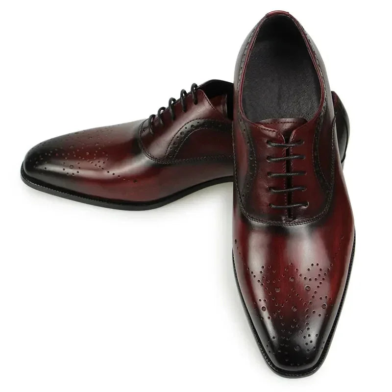 👑 King Brogue Signature – Noir & Bordeaux