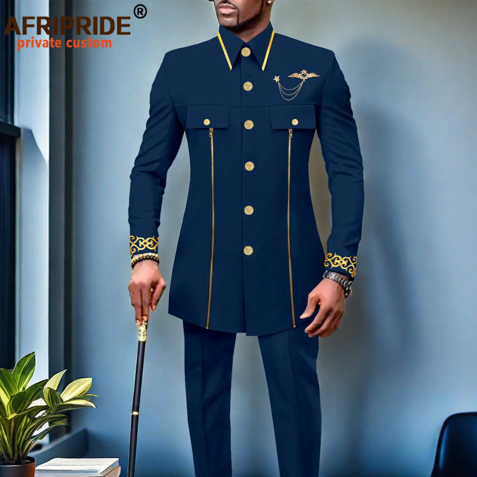 👑 KING AFRICA SLIM — COSTUME AFRICAIN CINTRÉ BRODÉ BLAZER & PANTALON