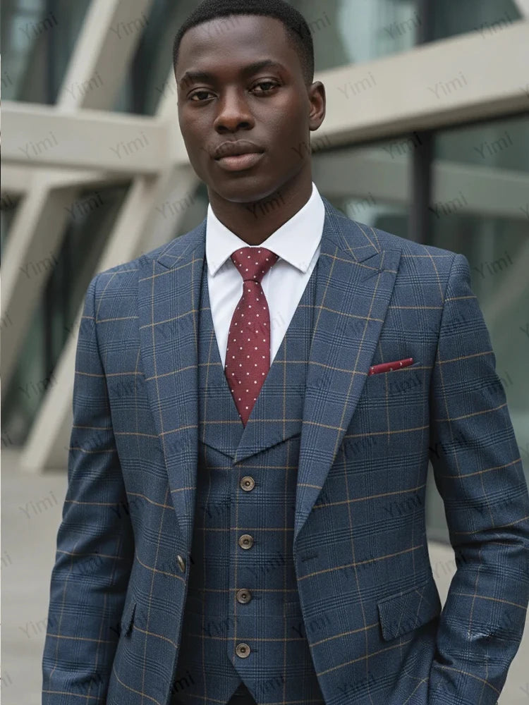 👑 KING PRESTIGE SUIT — COSTUME 3 PIÈCES REVERS POINTUS MARIAGE & GALA