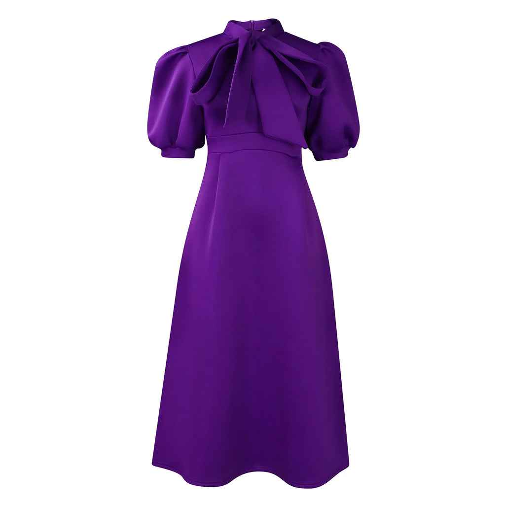 👑 QUEEN BOW — ROBE PLISSÉE À NŒUD SIGNATURE