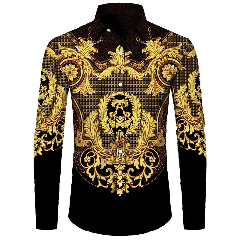 👑 King Chemise Paisley Or – Soie & Prestige