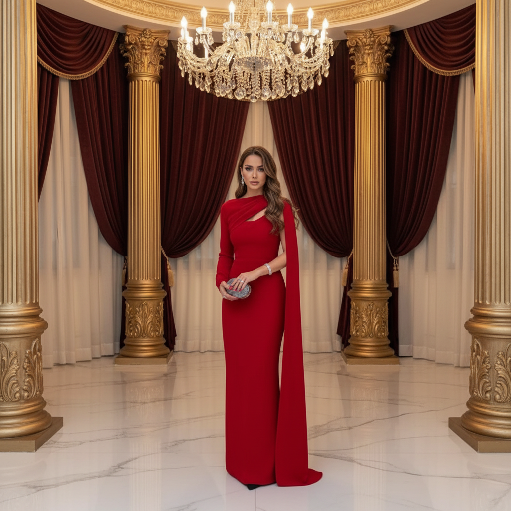 👑 QUEEN RED DRESS — ROBE DE SOIRÉE LONGUE ROUGE PASSION