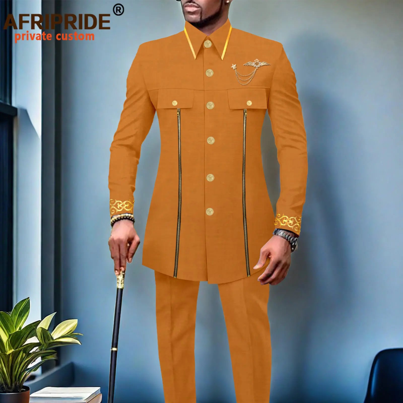 👑 KING AFRICA SLIM — COSTUME AFRICAIN CINTRÉ BRODÉ BLAZER & PANTALON