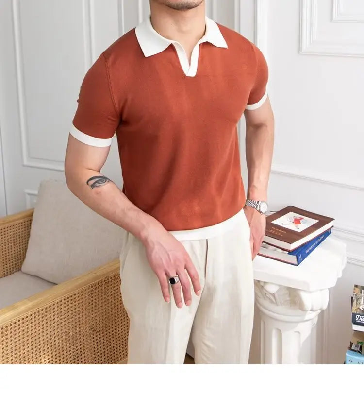 👑 KING POLO KNIT — POLO TRICOT COL REVERS CASUAL LUXE SIGNATURE