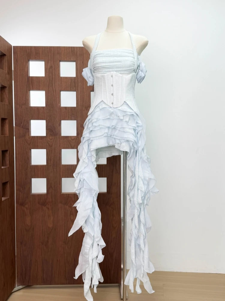 👑 QUEEN TRIO — ENSEMBLE MODULAIRE 3 PIÈCES CORSET & ROBE À VOLANTS SIGNATURE