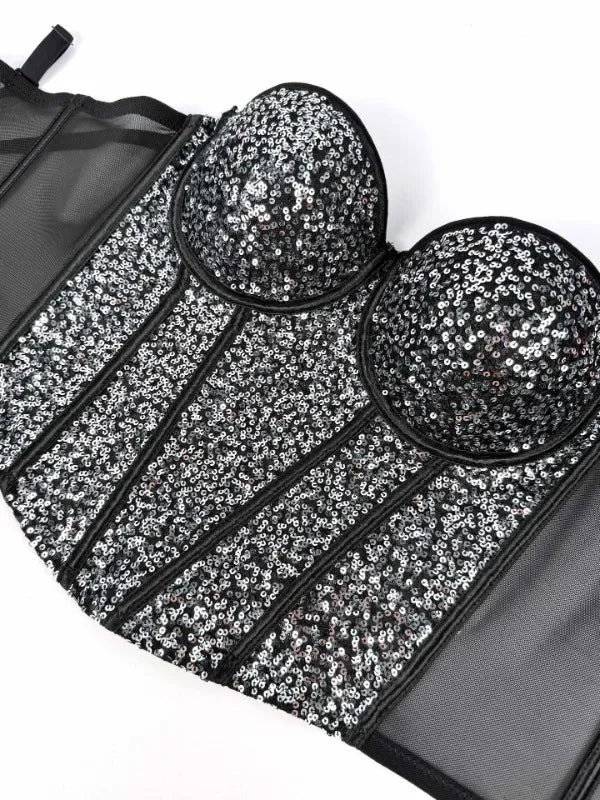 👑 Queen Corset Sequins – Top Scène & Soirée