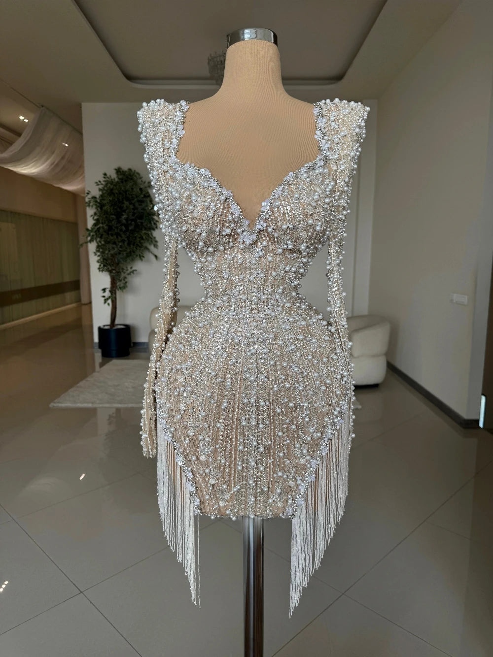 👑 QUEEN PERLES & FRANGES — ROBE BODYCON SIGNATURE RUNWAY EDITION
