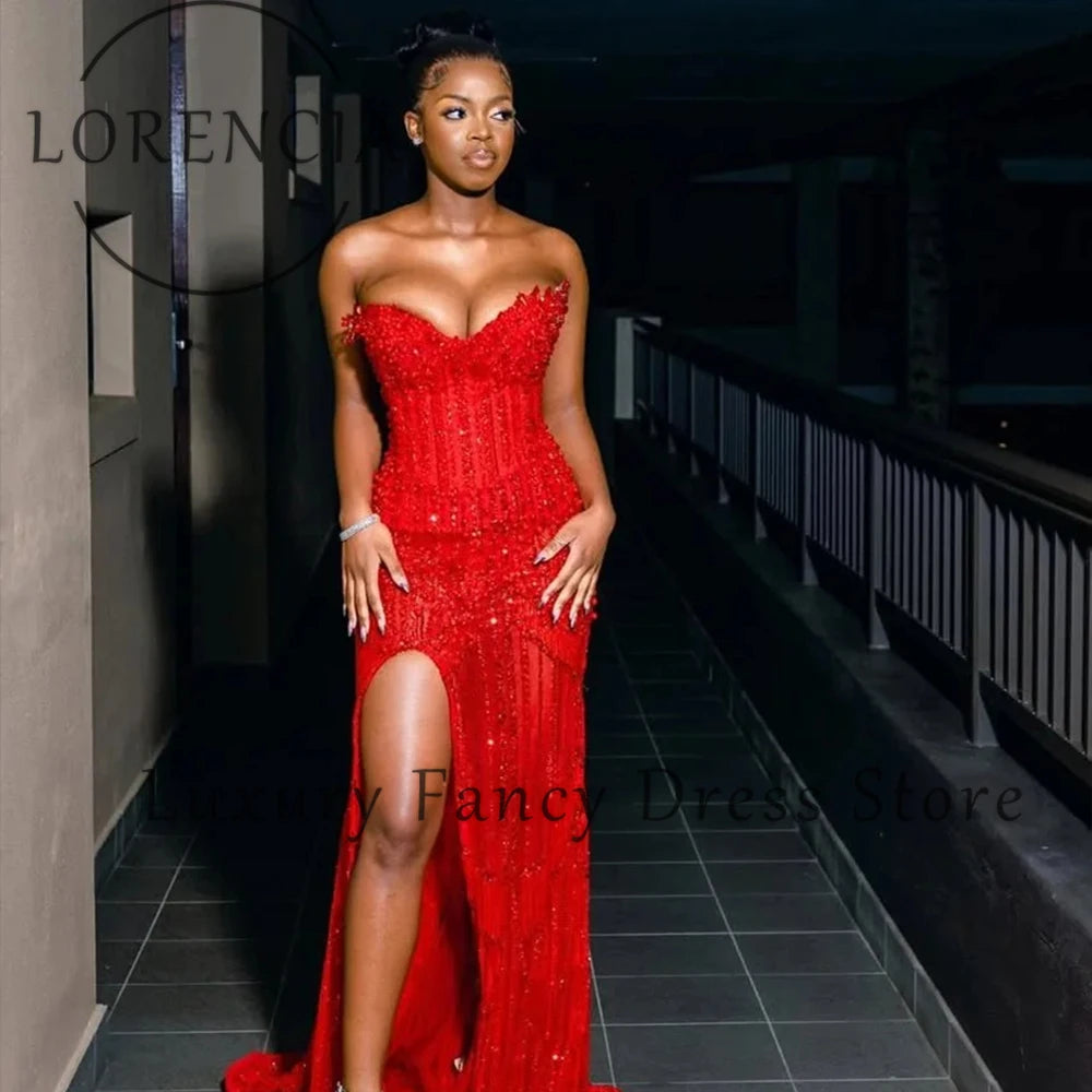 👑 REINE SIRÈNE — ROBE DE BAL BUSTIER FENTE LATÉRALE