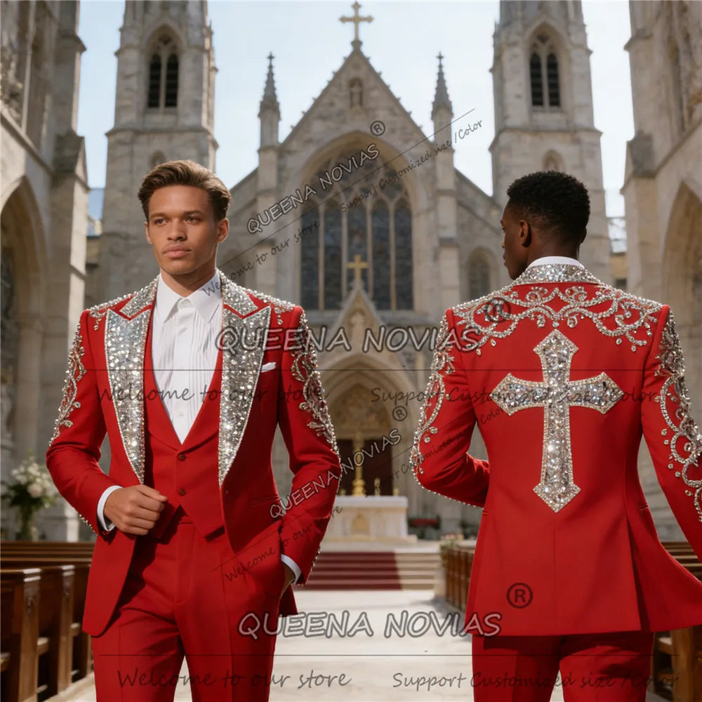 👑 KING CRYSTAL CEREMONY SUIT — COSTUME HOMME LUXE ORNÉ DE CRISTAUX SIGNATURE